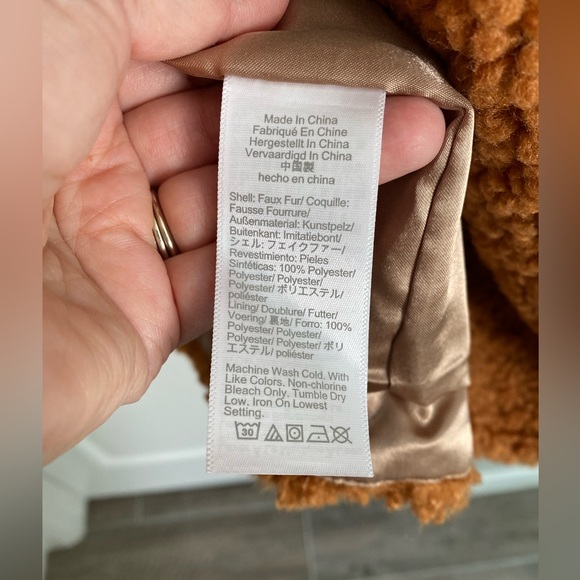 NWOT J.Crew Double-Breasted Teddy Sherpa Topcoat Adobe Clay Medium - Picture 5 of 9